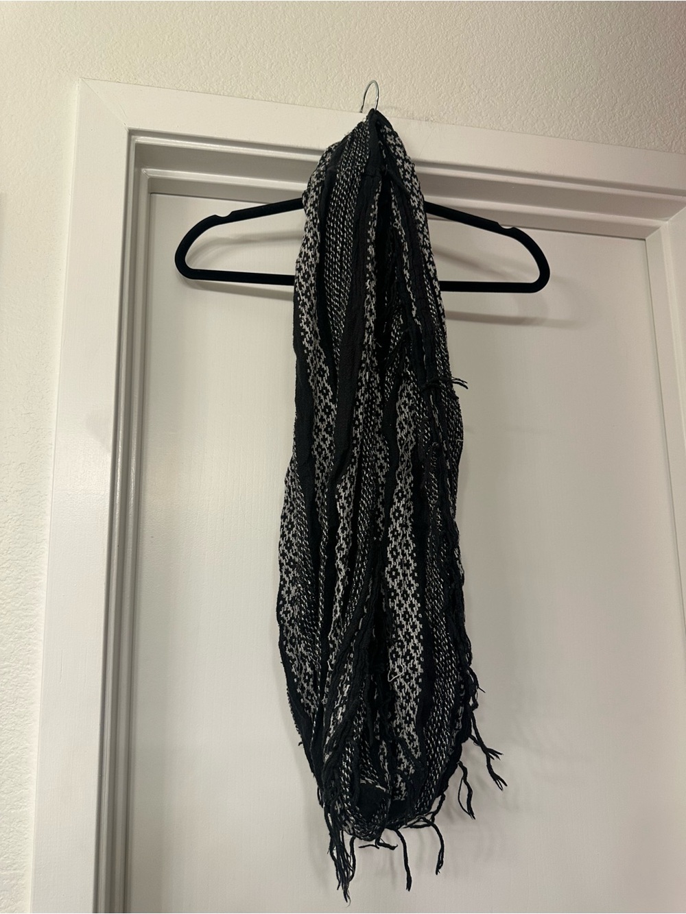 Black & White Woven Infinity Scarf